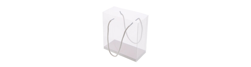 transparent bag with white display base   perfect for small gifts and stylish presentations