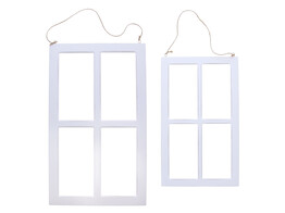 Fenetre de decoration en bois S/2 blanc