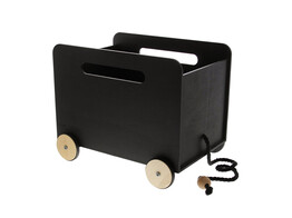 Basket on wheels with chalkboard 40 cm x 27 cm black