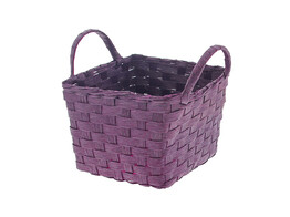 Basket banded reed 2 handles aubergine