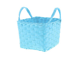 Basket banded reed square with 2 handles turquoise
