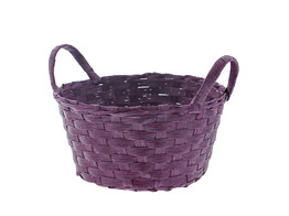 Basket banded reed with 2 handles aubergine