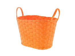 Basket banded reed oval with 2 handles orange