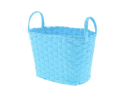 Basket banded reed oval with 2 handles turquoise