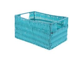 Synthetic basket rectangular high turquoise