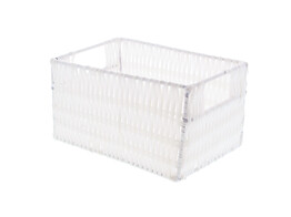 Synthetic basket rectangular high white