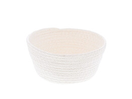 Basket round high paper cord white SM