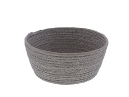 Basket round high paper cord grey medium