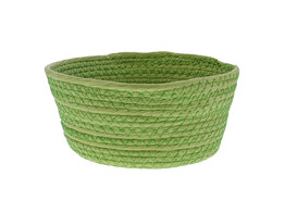 Basket round high paper cord green medium