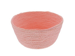 Basket round high paper cord pink medium