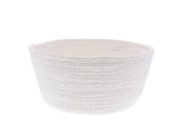 Basket round high paper cord white medium