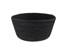 Basket round high paper cord black medium