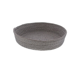 Basket round low paper cord grey