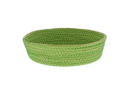 Basket round low paper cord green