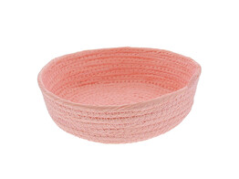 Basket round low paper cord pink
