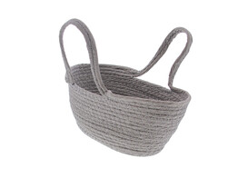 Basket oval with 2 handles paper cord grey