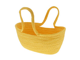 Basket oval with 2 handles paper cord yellow
