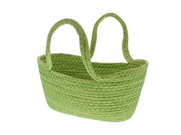 Basket oval with 2 handles paper cord green