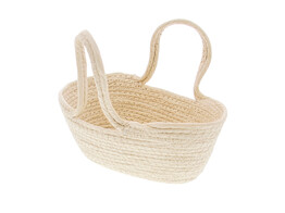 Basket oval with 2 handles paper cord white smoke
