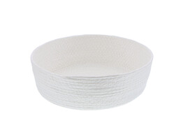 Basket round high paper cord white LM