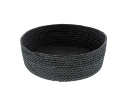 Basket round high paper cord black LM