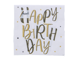 Serviette Birthday Celebration 33 cm x 33 cm schwarz   gold