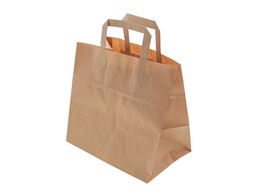 Paper bag 26 x 17 x 25 cm kraft with flat handles