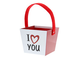  I Love You  panier avec anse carre H12cm