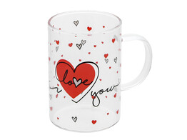 One line heart  Love  tasse en verre
