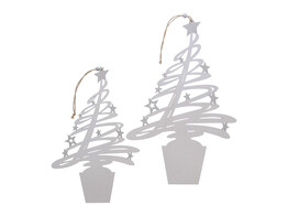  Tree-O  dennenboom deco hanger S/2 wit
