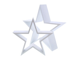 Houten ster deco S/2 wit