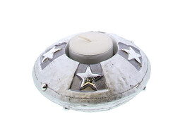 OTL  Wet look porte-bougie plat medium argent