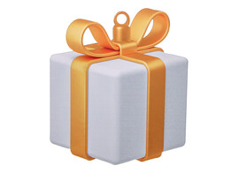 Decoratie hanger 3D cadeau 17 x 19 cm wit - goud