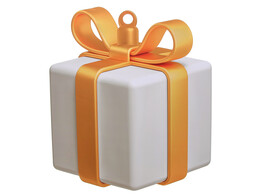 Decoratie hanger 3D cadeau 42 x 48 cm wit - goud