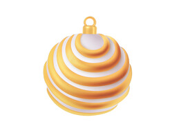 Decoratie hanger 3D kerstbal 16 x 18 cm wit - goud