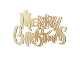 Decoratie hanger 3D Merry Christmas wit - goud