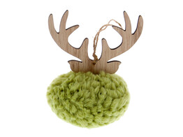 Pluizenbol met gewei hanger groen