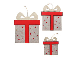  Kado  pakje met strik deco hanger S/3