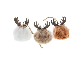 Pluizenbol met gewei hanger wit - beige - taupe