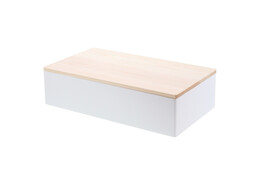 Rectangular box 22cm x 17 5cm white - natural