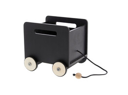 Basket on wheels with chalkboard 16 5 cm x 14 cm black