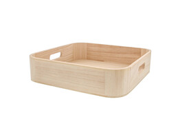 Vierkant dienblad met handvat naturel 27 cm
