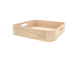 Vierkant dienblad met handvat naturel 30 cm