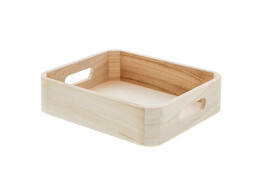 Rechthoekig dienblad met handvat naturel 20 x17 cm