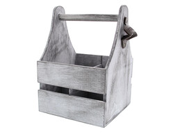 Square bottle holder 4 bottles with bottle opener grey