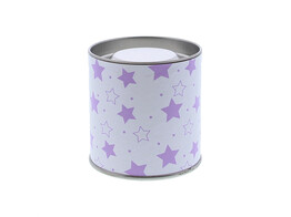 Metaal/karton koker dia 65 mm  Stars  lila