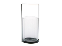 Lantern ribbed with holder H.19cm black