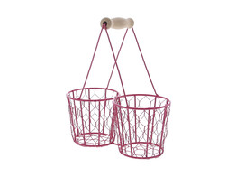 Basket wire double with handle fuchsia