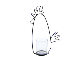 Poulet en metal noir porte-bougie medium