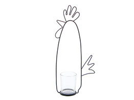 Poulet en metal noir porte-bougie GM